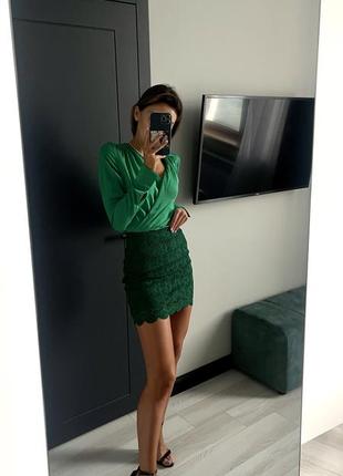 Зелена міні юбка h&m4 фото