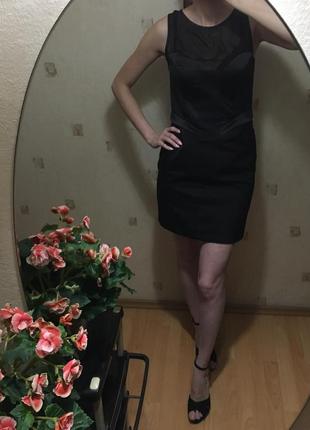♣️маленькое чёрное платье f&f/платье с сеточкой/чёрное короткое платье/платье под атлас♣️8 фото