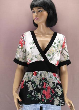 Красивейшая брендовая блузка debenhams с цветочным принтом. размер uk16.