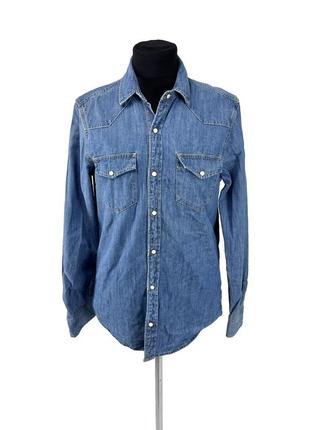 Сорочка джинсова pull&bear, фірмова, на кнопках, розмір 38 (m) відмінний стан1 фото