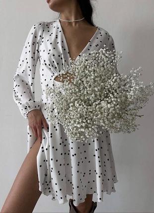 Женское платье короткое летнее белое черное свободное нарядное2 фото