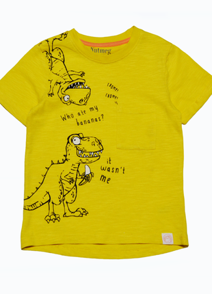 Желтая футболка с динозаврами nutmeg на девочку 3-4 года5 фото