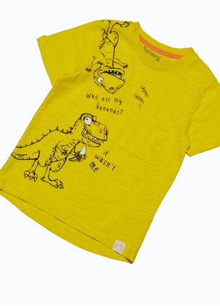 Желтая футболка с динозаврами nutmeg на девочку 3-4 года2 фото
