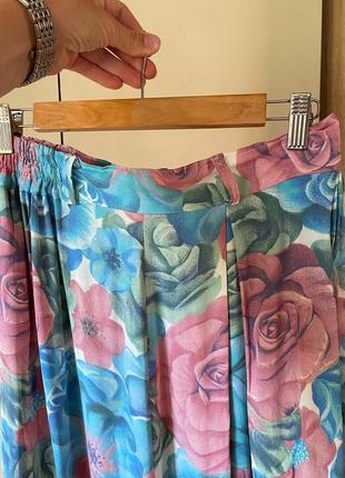 Юбка миди натуральная ткань, юбка в цветах, юбка-миди4 фото