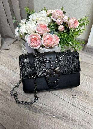 Женская стильный клатч, качественная сумочка на 2 отдела черный питон4 фото