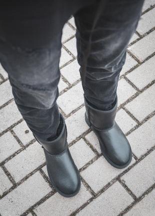 Теплые высокие кожаные сапоги ugg classic short leather /осень/зима/весна😍9 фото