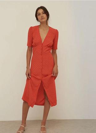 Nobody’s child вискозное платье миди в горошек