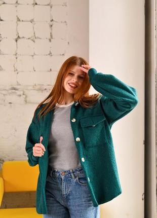 Теплая рубашка пальто в цветах4 фото