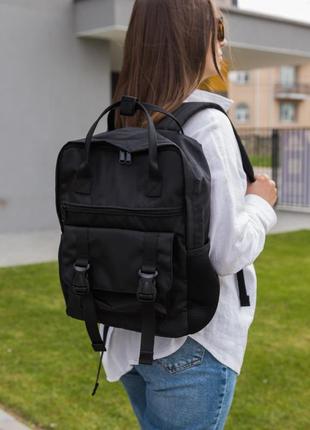 Стильный женский городской рюкзак черный тканевой на 13 литров2 фото