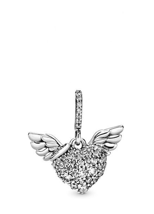 Серебряный шарм подвеска сердце крыла ангела подвеска пандора серебро pandora