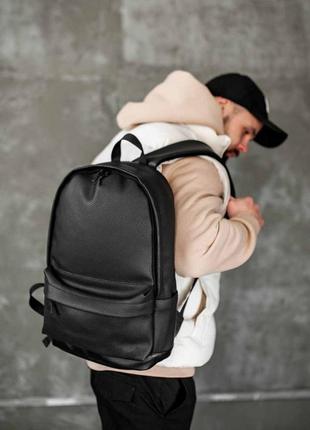 Классический стильный городской рюкзак мужскиеиз эко кожи флотар romeo черный на 18 литров  унисекс1 фото
