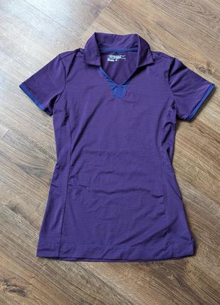 Поло жіноче футболка фіолетова в полоски  nike golf tour performance dri-fit