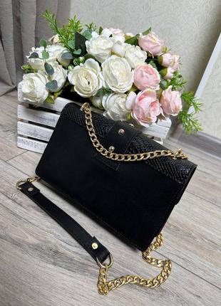 Женская стильный клатч, качественная сумочка на 2 отдела черный пітон6 фото