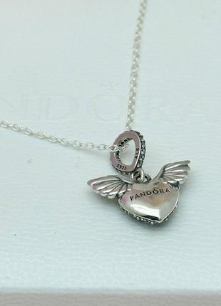 Серебряное ожерелье с кулоном «крылья ангела» пандора5 фото