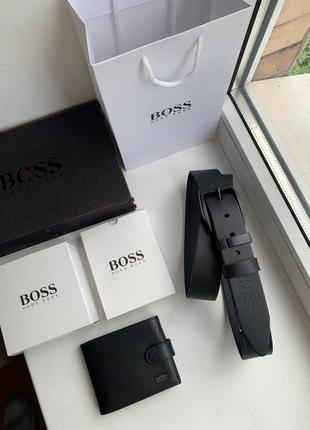 Подарунковий набір hugo boss  чоловічий ремінь+гаманець4 фото