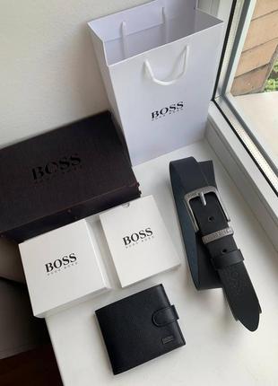Подарунковий набір hugo boss  чоловічий ремінь+гаманець2 фото