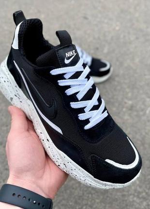 Кроссовки nike сетка летние мужские черный, белый