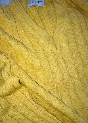 Красивый стильный итальянский вязаный свитер в косы солнечного цвета☀️7 фото