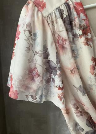 Романтичка блуза сітка в квітковий принт на запах3 фото