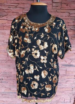 Винтажная блуза, туника, шелк, frank usher