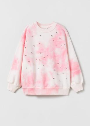 Світшот кофта худі тай дай з стразами zara, свитшот кофточка худи из стразами зара