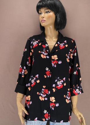 Брендовая красивая блузка "vero moda" с цветочным принтом. размер l.5 фото