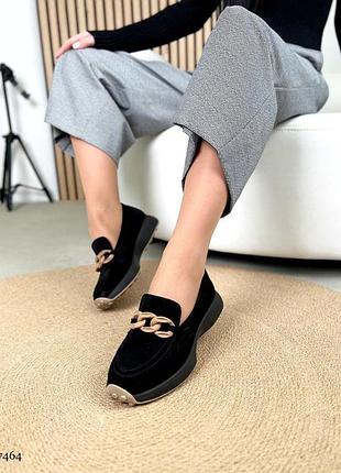 Шикарные натуральные лоферы с цепью