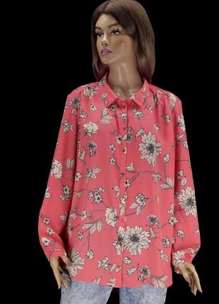 Красивая брендовая розовая блузка "george" с цветочным принтом. размер uk20/eur48(xxxl).2 фото