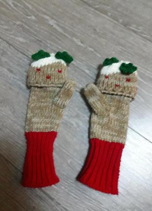Детские варежки с открытыми пальчиками  tu