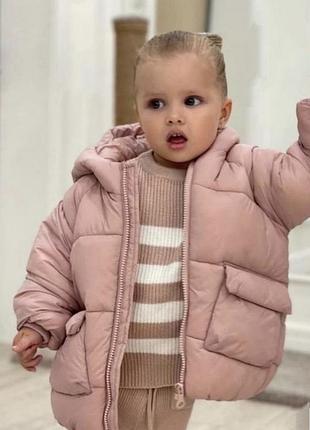Zara демисезонная куртка зефирка пуфер пуховик розовая
