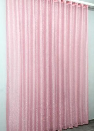 Тюль батист однотонний з люрексовою ниткою. колір рожевий4 фото