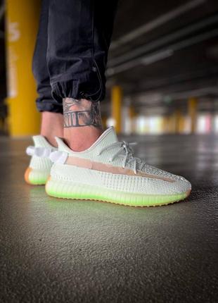 Мужские кроссовки adidas yeezy boost 350 v2 wolf "grey/green glow#адидас