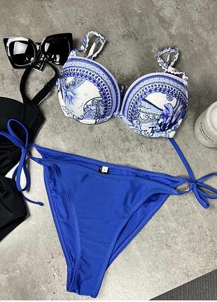 Сборный купальник сине-белый
