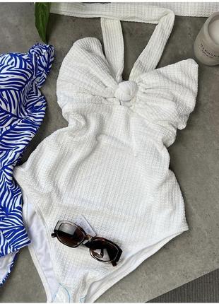 Білий фактурний купальник asos