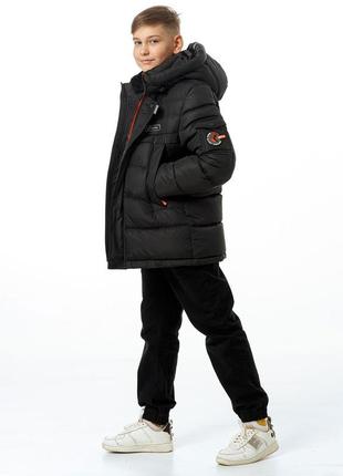 Пуховик зимний для мальчика подростка детский на экопухе garry черный куртка зимняя nestta на зиму3 фото