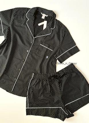 Чёрная пижама в горошек victoria’s secret5 фото
