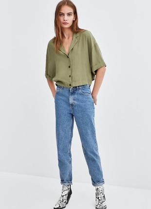 Стильная блуза хаки в стиле кэжуал casual zara р.xs/s