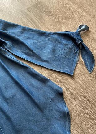 Италия, джинсовое платье рубашка туника блуза рубашка деним,открытые плечи от new look8 фото