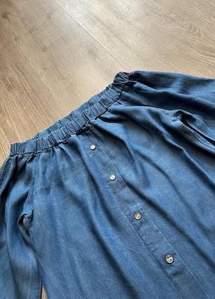 Италия, джинсовое платье рубашка туника блуза рубашка деним,открытые плечи от new look6 фото