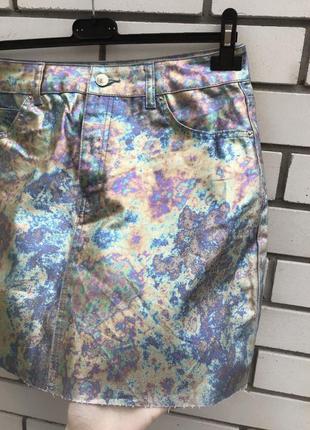 Бензиновая голографическая юбка джинсовая topshop10 фото