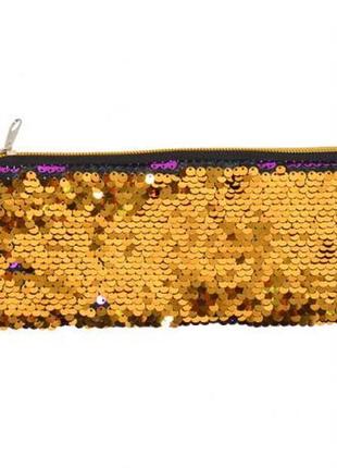 Пенал - косметичка з паєтками 5-134 "фіолет-золото" №6, 22*9 см3 фото