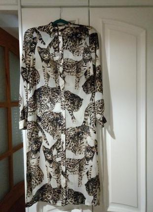 Платье-рубашка  h&м conscious леопард