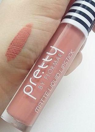 Жидкая помада матовая flormar pretty matte liquid lipstick 01(nude toffee)