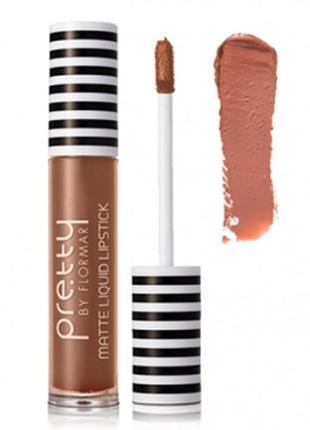 Рідка помада матова flormar pretty matte liquid lipstick 01(nude toffee)4 фото