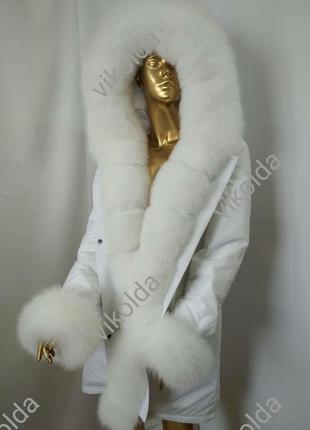 Женская зимняя куртка парка с мехом песца альбинос с 44 по 583 фото