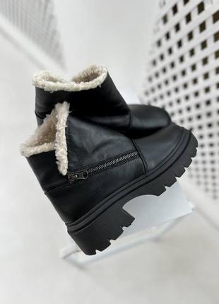 Кожаные зимние сапожки ❄️ ботинки на меху низкие боты зима3 фото