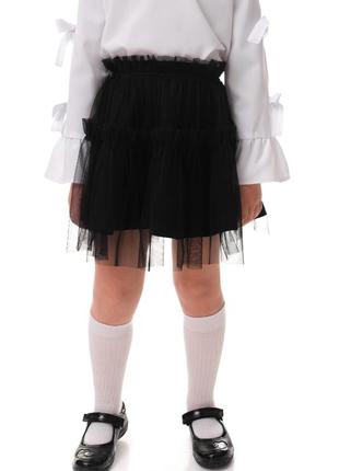 Школьная юбка из евросетки - черный 491 / темно-синий арт. 4924 фото