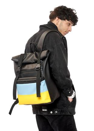 Рюкзак ролл sambag rolltop lth чорний з прапором україни