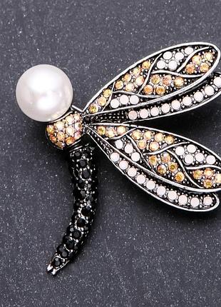 Брошь бабка 35х45мм серый металл