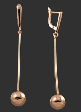 Сережки з кульками розмір: 6,5 см. медзолото. медичне золото. ювелірна біжутерія.